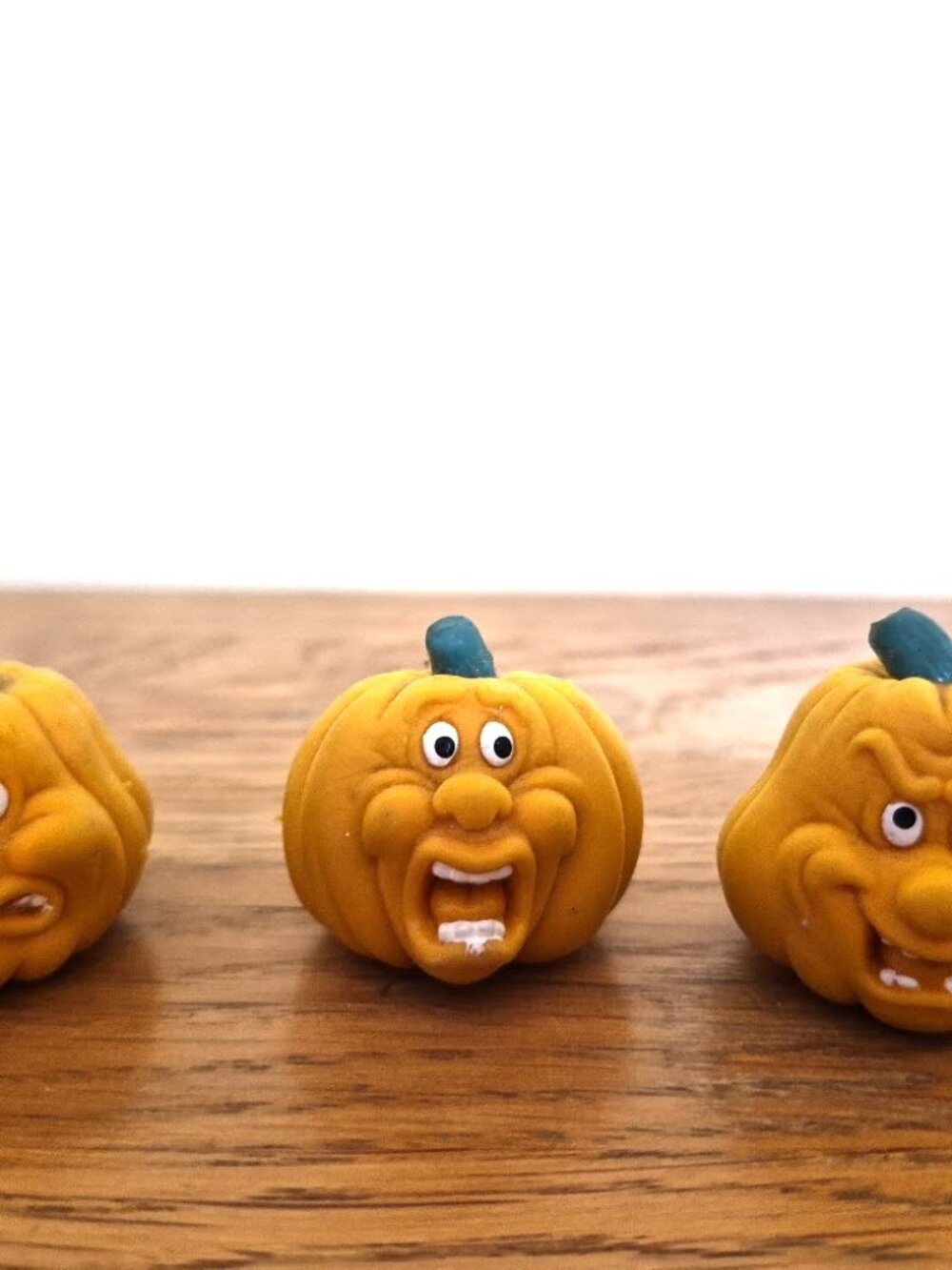 3 Vintage Mini Russ Halloween Pumpkin Crazy Face Jack O Lantern